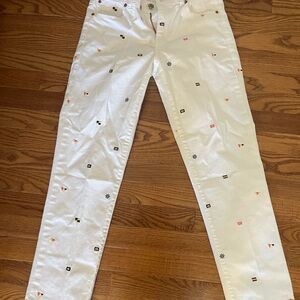 Lilly Pulitzer White Cropped Jeans with Pink Accents